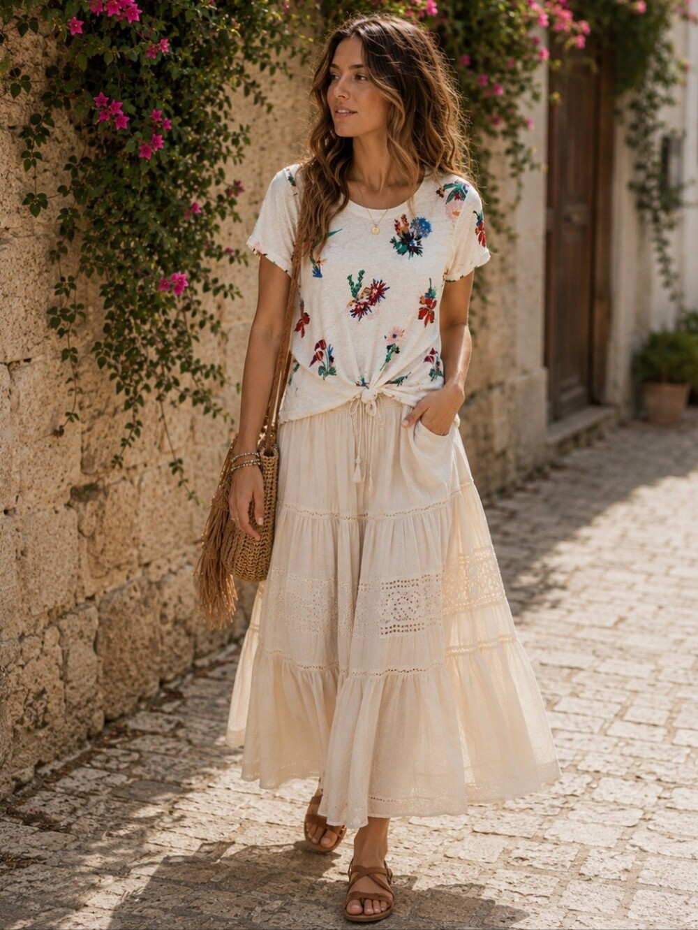 Madewell Knot-Front Tee in Hawaiian Hideaway Size XS - Picture 2 of 7